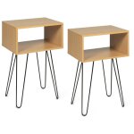 Lot de 2 tables de chevet noemi bois pied pingle