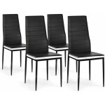 Idmarket - lot de 4 chaises romane noires bandeau blanc pour salle  manger