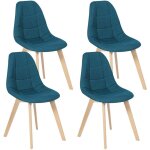 Idmarket - lot de 4 chaises scandinaves gaby bleues en tissu pour salle  manger