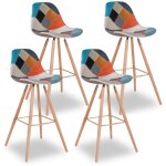 Idmarket - lot de 4 tabourets de bar sara motifs patchworks multi - couleurs Idmarket - lot de 4 tabourets de bar sara motifs patchworks multi - couleurs