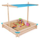 Bac  sable kids bois avec toit ouvrant bleu