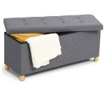 Banc coffre rangement sur pied 100 cm tissu gris anthracite Banc coffre rangement sur pied 100 cm tissu gris anthracite