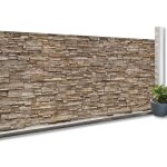 Idmarket - brise vue occultant 1 x 10 m motif pierre marron 160 gr / m