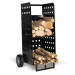 Idmarket - chariot porte bûches acier noir 40 x 40 x 100, 5 cm pour cheminée Idmarket - chariot porte bûches acier noir 40 x 40 x 100, 5 cm pour cheminée