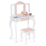 Coiffeuse enfant roza blanche et rose avec 3 miroirs et tabouret Coiffeuse enfant roza blanche et rose avec 3 miroirs et tabouret