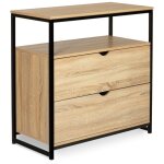 Idmarket - commode 2 tiroirs detroit 80 cm design industriel avec �tag�re