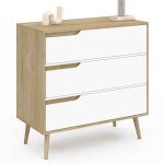Idmarket - commode 3 tiroirs helsinki 80 cm scandinave bois et blanc