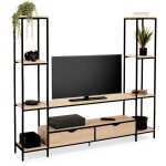 Idmarket - ensemble meuble tv 164 cm detroit avec étagères design industriel Idmarket - ensemble meuble tv 164 cm detroit avec étagères design industriel