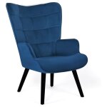 Idmarket - fauteuil scandinave ania en velours bleu