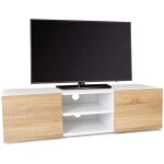 Idmarket - meuble tv 113 cm eli blanc portes fa�on h�tre