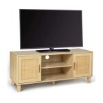 Idmarket - meuble tv 115 cm vintage elin 2 portes effet naturel cannage