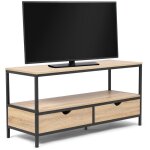Idmarket - meuble tv detroit - 2 tiroirs - design industriel - 113 cm - naturel