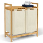 Panier  linge 2 bacs bambou bea tissu cru