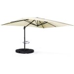 Parasol d�port� inclinable rotatif 360 calvi �cru 3x4 m avec 4 dalles et housse