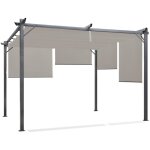Pergola �dition sp�ciale toit r�tractable 3x4 m et 4 stores taupe