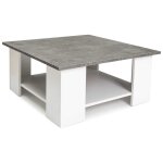 Idmarket - table basse carrée eli blanche plateau effet béton Idmarket - table basse carrée eli blanche plateau effet béton