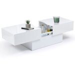 Idmarket - table basse coulissante rectangulaire marta bois blanc Idmarket - table basse coulissante rectangulaire marta bois blanc