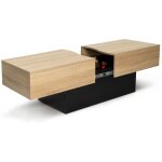 Idmarket - table basse coulissante rectangulaire marta bois noir et imitation hêtre Idmarket - table basse coulissante rectangulaire marta bois noir et imitation hêtre