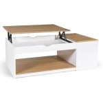 Idmarket - table basse plateau relevable elea - coffre - bois blanc - fa�on h�tre - blanc