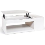 Idmarket - table basse plateau relevable rectangulaire elea avec coffre bois blanc Idmarket - table basse plateau relevable rectangulaire elea avec coffre bois blanc