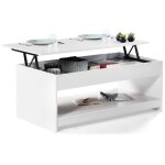 Idmarket - table basse rectangulaire plateau relevable soa bois blanc Idmarket - table basse rectangulaire plateau relevable soa bois blanc