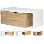 Idmarket - table basse rotative bois et blanc 360° lizzi extensible avec coffre Idmarket - table basse rotative bois et blanc 360° lizzi extensible avec coffre