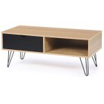 Idmarket - table basse vintage rectangulaire noemi pied �pingle bois tiroir noir