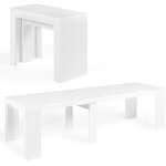 Idmarket - table console extensible orlando 14 personnes 300 cm bois blanc