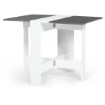 Idmarket - table console pliable edi 2 - 4 personnes bois blanc plateau gris 103 x 76 cm