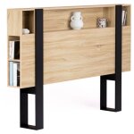 Idmarket - t�te de lit sur pied phoenix 160 cm avec rangements bois et noir