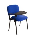 6 chaises de visiteurs empilables avec tablette rabattable bureau tissu bleu