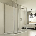 Idralite - cabine de douche coulissante en forme u verre transparent h 198 mod. young trio 2 portes 80x160x80 ...
