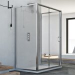 Idralite - cabine de douche en forme u coulissante verre transparent h 185 mod. replay trio 1 porte 75x130x75 ...
