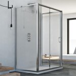 Idralite - cabine de douche en forme u coulissante verre transparent h 185 mod. replay trio 1 porte 90x130x90 ...