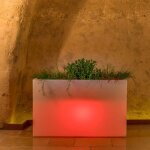 Jardini�re pot de fleurs rectangulaire avec lumi�re en r�sine 80x35 cm mod. flowerpot lampe rouge