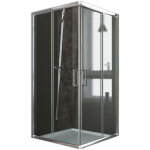 Idralite - parois cabine de douche angulaire coulissante verre transparent h 185 mod. alabama 80x80 cm ...
