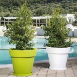 Idralite - pot de fleurs rond jardinire en rsine diamtre 80 cm mod. gemma anthracite