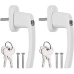 Ikodm - 2pcs poign�es de fen�tre verrouillable � cl� en aluminium blanc poign�e de porte de balcon windows ...