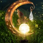 Lune lampes solaires dcoratives de jardin, dcoration de terrasse, en mtal, lune solaire, led en verre, ...