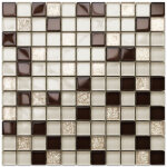 Ilcom - mosa�que de verre sur maille pour salle de bain ou cuisine 30 cm x 30 cm - beige monte carlo