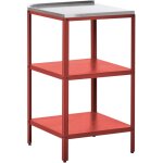 Ilot de cuisine ext�rieur plateau en acier inoxydable 2 �tag�res de jardin rouge vilama