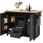 �lot de cuisine mobile, avec 2 tiroirs et portes, buffet mobile avec table extensible, 120 x 73 (45) ...