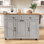 �lot de cuisine mobile sur roulettes - avec 2 tiroirs - zone de repas extensible - plan de travail - ...