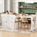 �lot de cuisine sur roulettes, avec coin repas extensible, �tag�re � �pices et tiroirs, �lot de cuisine ...