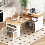 �lot de cuisine avec table extensible - 110, 5 - 187, 5x50, 5x95, 5 cm - sideboard avec prises �lectriques ...