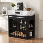 �lot de cuisine avec table extensible - 83 - 146, 5x46x96 cm - meuble de bar avec prises �lectriques ...