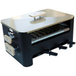 Barbecue portable charbon de bois ? grille en acier inoxydable 43x28cm ? 3 hauteurs r�glables ? 6 po�lons ...