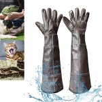 Imperméable gants de manutention pour animal, 60cm / 23, 6 pouces gants en cuir renforcé anti - morsure ... Imperméable gants de manutention pour animal, 60cm / 23, 6 pouces gants en cuir renforcé anti - morsure ...