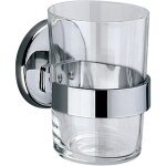 Inda - porte - gobelet mural en chrome poli / verre clair