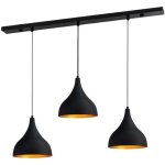 Industrielle lampe  suspension triple noire ? lustre vintage e27 26 cm pour salon, chambre ou salle ...